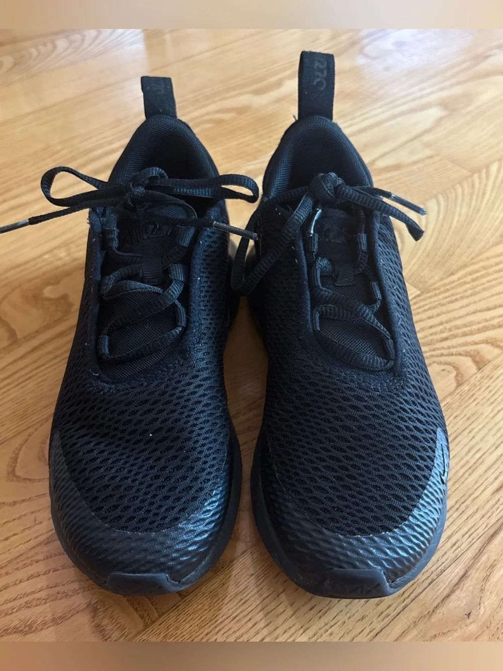 Nike Air Max 270 Sneakers Youth Boys Shoes Girls Sz 1Y GS Low Triple Black Kids